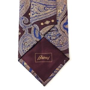 Brioni wine indigo bronze paisley silk necktie